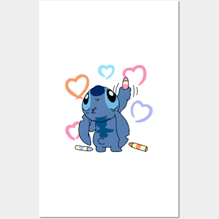 Cute Cartoon Alien Valentine Collection Posters and Art